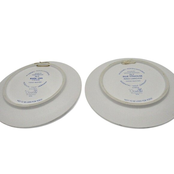 GOEBEL Wildlife PORCELAIN Plates Barn Owl And Titmouse 1970s Germany Vintage - Picture 7 of 11